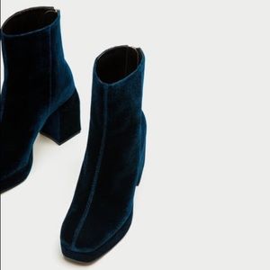 zara blue velvet heels